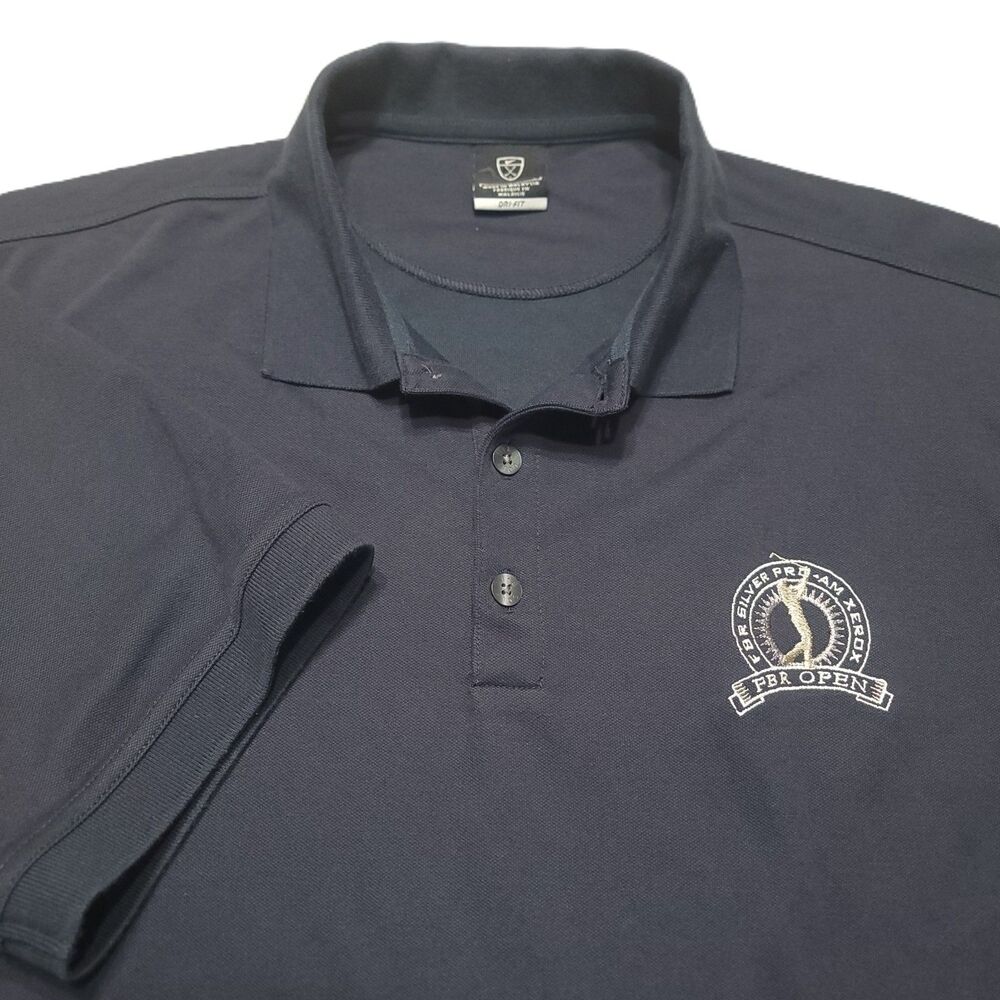 Nike Golf "PBR Open" Logo Polo Shirt Mens L Dri Fit Short Sleeve Navy Blue